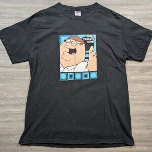 Vintage Mens Large Family Guy 2006 Peter Griffin Graphic T Shirt Black Faded Y2K